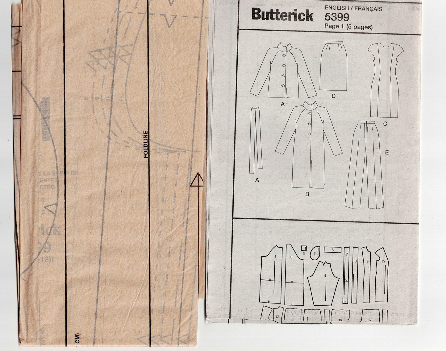 Butterick 5399 Womens LIFESTYLE WARDROBE Coat Jacket Dress Skirt & Pants Out Of Print Sewing Pattern Size 6 - 12 UNCUT Factory Folded