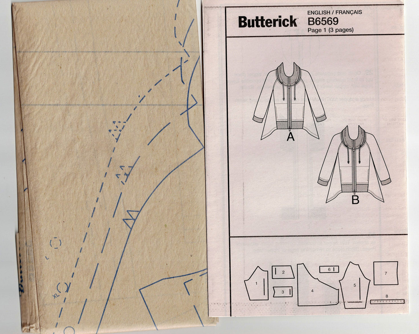 Butterick 6569 KATHERINE TILTON Womens Stretch Knit Zip Front Draped Jacket Out Of Print Sewing Pattern Sizes L-XXL UNCUT Factory Folded