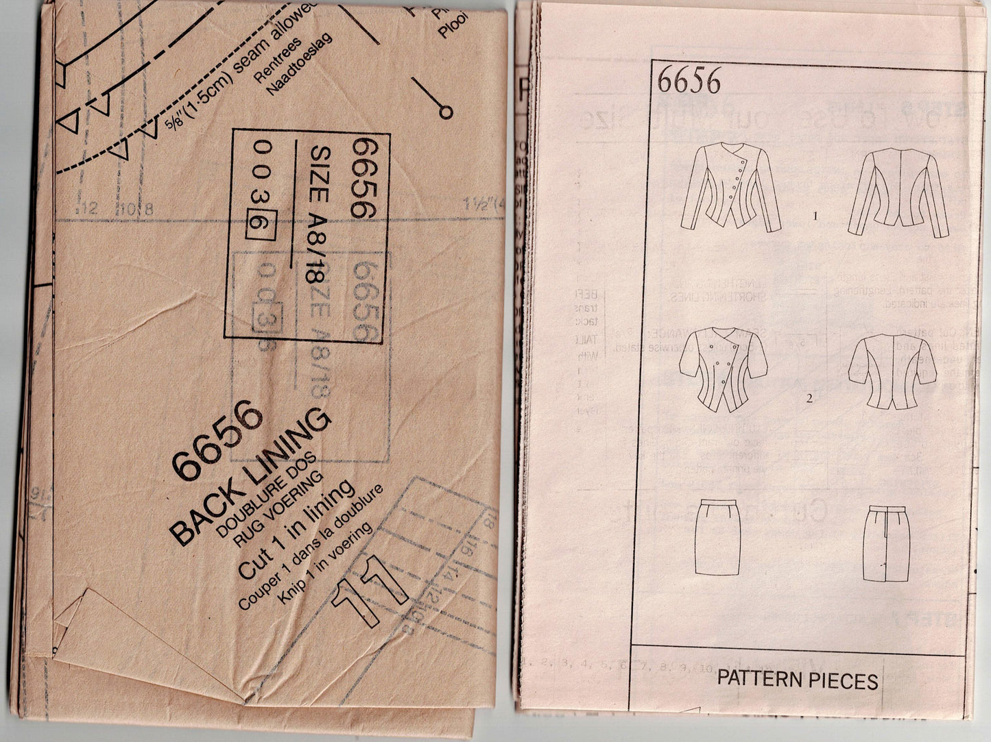 New Look 6656 Womens Asymmetric Top & Pencil Skirt 1980s Vintage Sewing Pattern Size 8 - 18 UNCUT Factory Folded