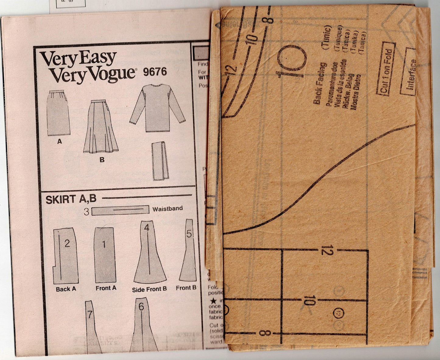 Vogue 9676 Womens Loose Fitting Tunic & Skirt 1980s Vintage Sewing Pattern Size 8 - 12 UNCUT Factory Folded