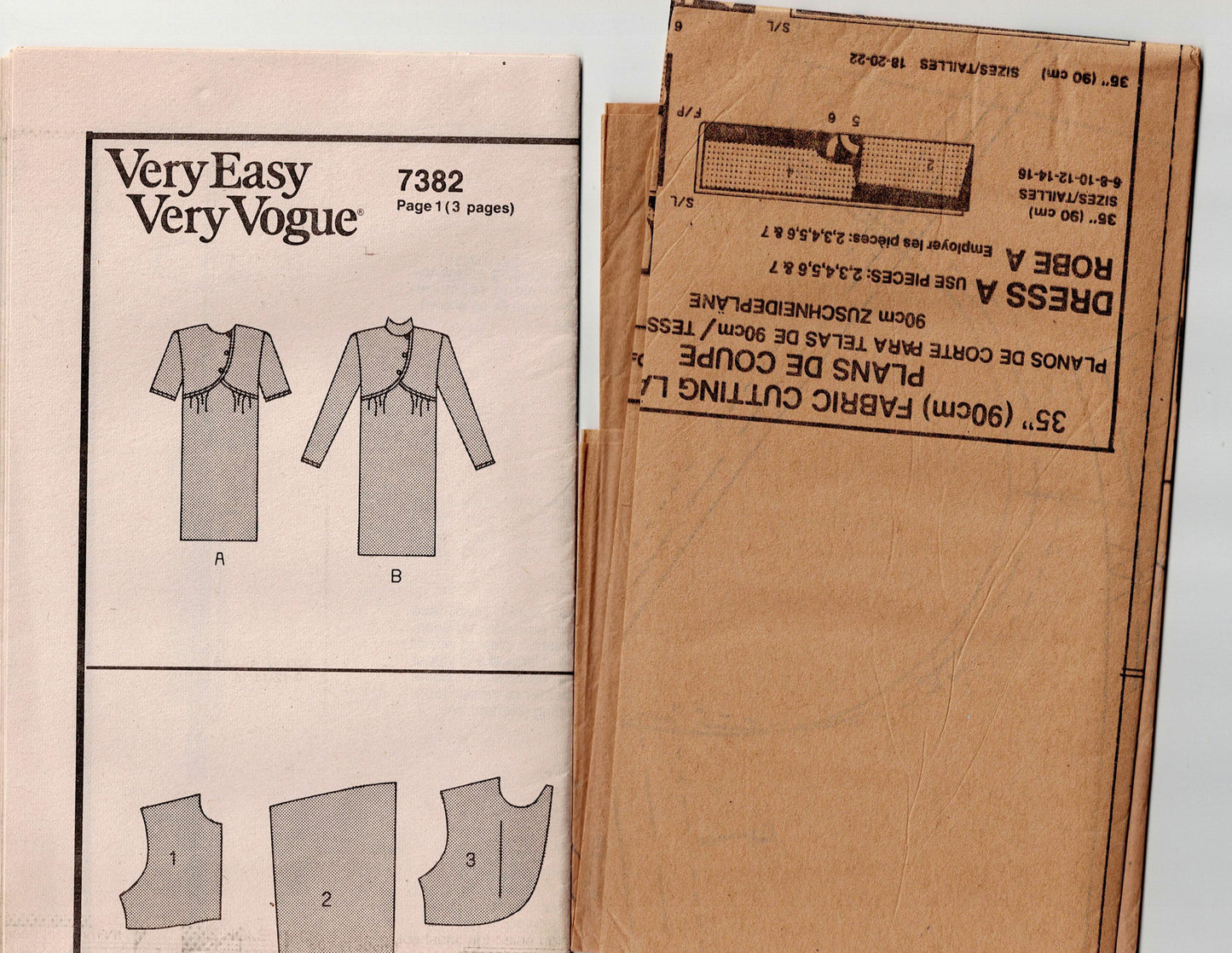 Vogue Career 7382 Womens Straight Dress with Asymmetric Overlay 1980s Vintage Sewing Pattern Size 6 - 10 UNCUT Factory Folded