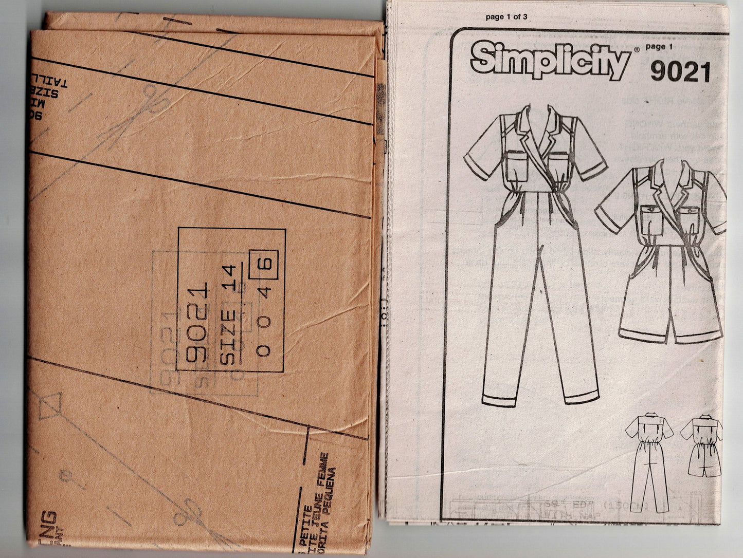 Simplicity 9021 Womens Surplice Bodice Jumpsuits 1980s Vintage Sewing Pattern Size 12 Bust 34 inches UNCUT Factory Folded