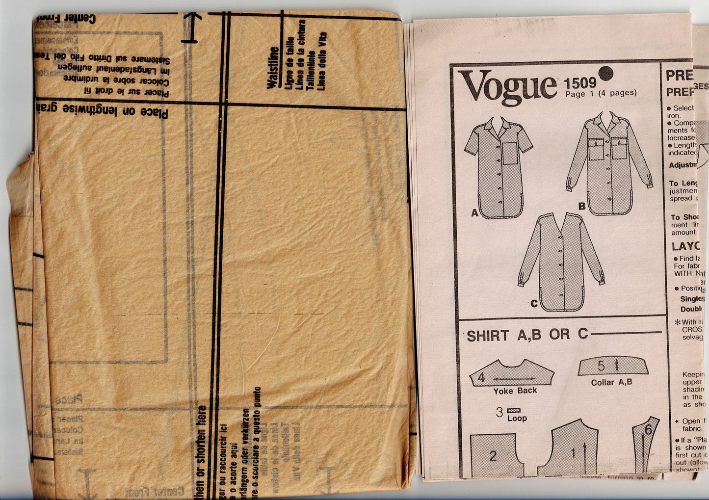 Vogue American Designer 1509 CALVIN KLEIN Womens Blouse Boyfriend Shirt 1980s Vintage Sewing Pattern Size 12 Bust 34 inches UNCUT Factory Folded