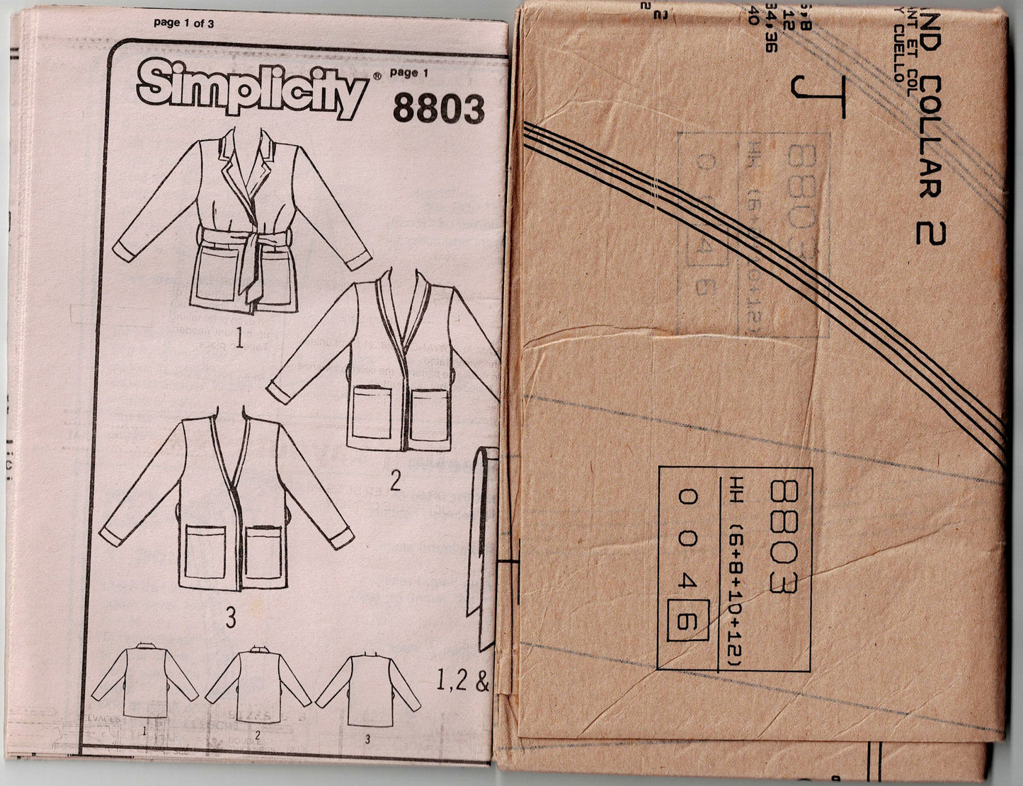 Simplicity 8803 Womens EASY Unlined Jacket with Collar Variations 1980s Vintage Sewing Pattern Size 6 - 12 UNCUT Factory Folded