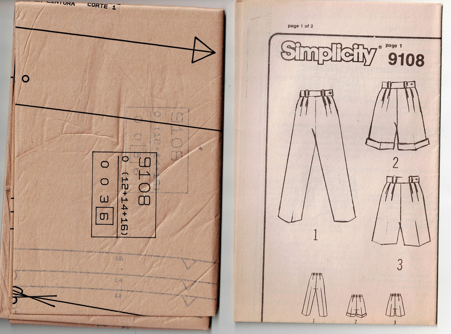 Simplicity 9108 CHRISTIE BRINKLEY Womens Pleat Front Pants & Bermuda Shorts 1980s Vintage Sewing Pattern Size 12 - 16 UNCUT Factory Folded