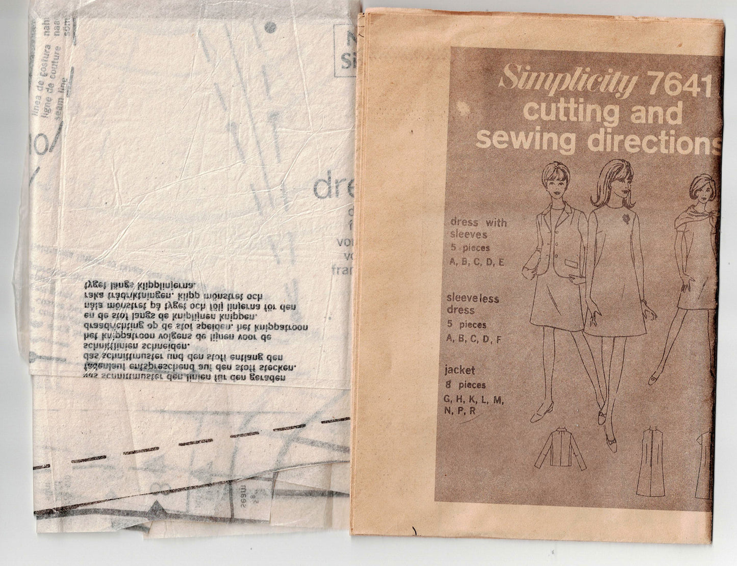 Simplicity 7641 Womens Shift Dress & Jacket 1960s Vintage Sewing Pattern Size 10 Bust 32.5 inches