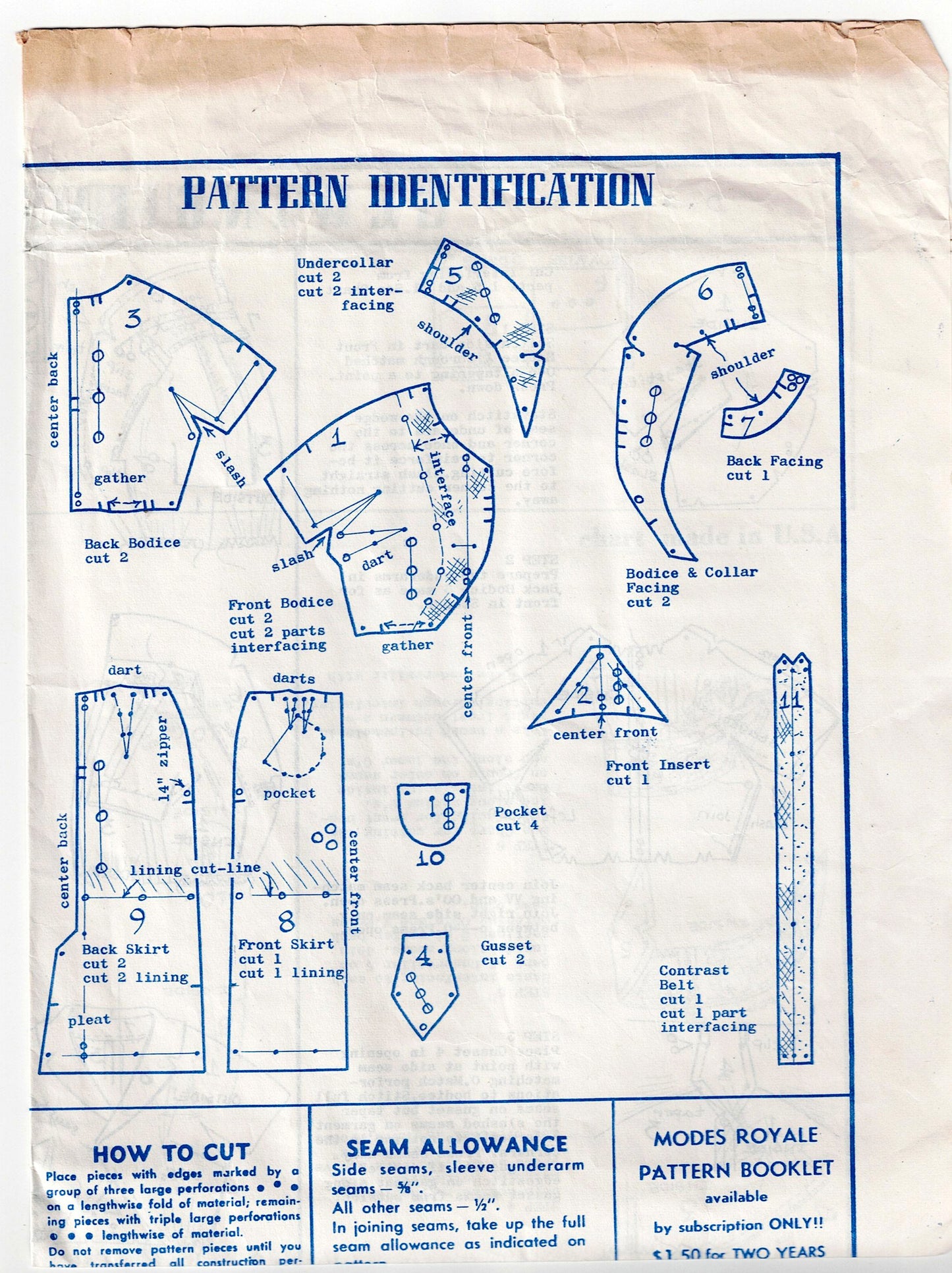 Modes Royale D-228 RARE Womens Evening Sheath Dress with Crossover Bodice & Pockets 1960s Vintage Sewing Pattern Bust 40 inches UNUSED Factory Folded