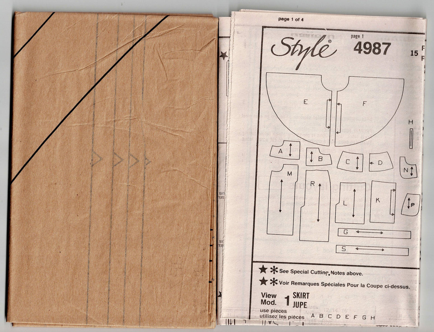 Style 4987 Womens Jean Skirts 1970s Vintage Sewing Pattern Size 10 - 16 UNCUT Factory Folded