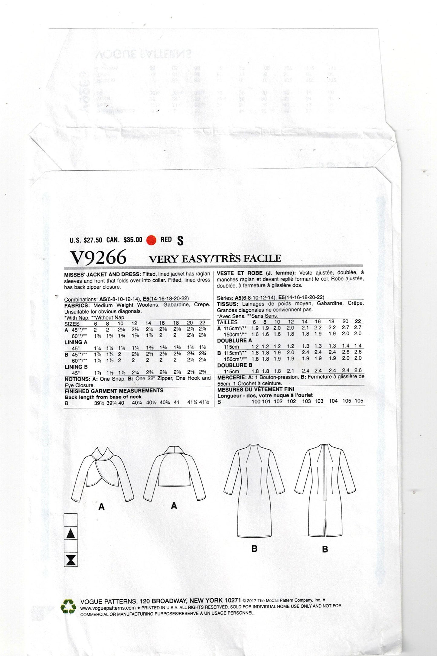 Vogue 1736 Womens Funnel Neck Fitted Dress & Bolero Jacket Sewing Pattern Size 6 - 14 UNCUT Factory Folded