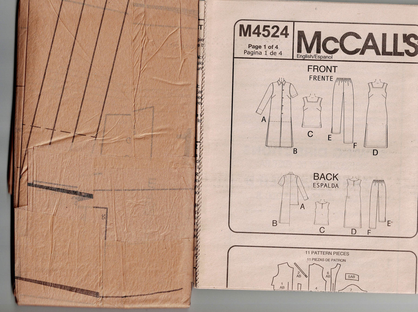 McCall's 4524 Womens Casual Capsule Wardrobe Out Of Print Sewing Pattern Sizes 16 - 22 UNCUT Factory Folded