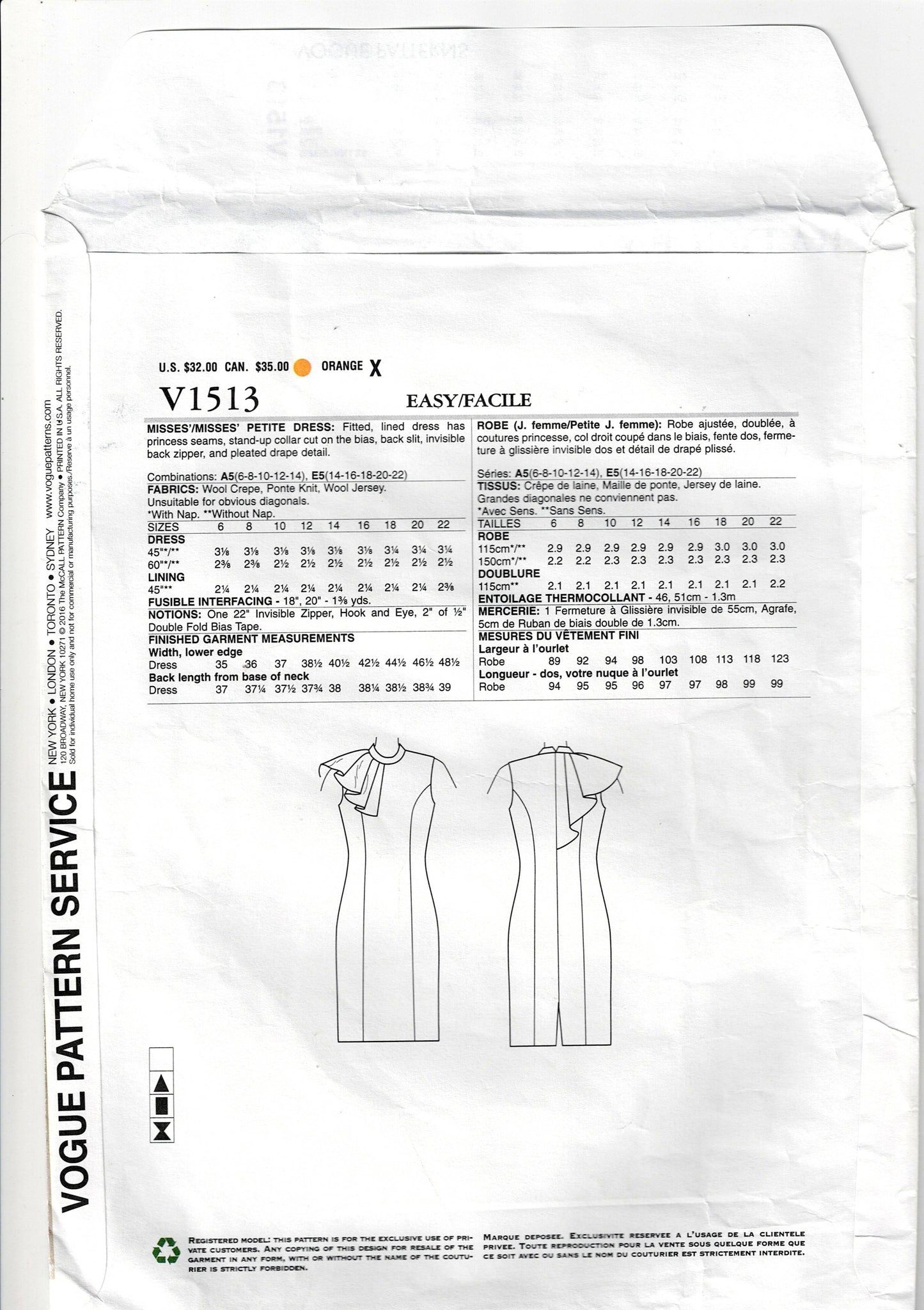 Vogue American Designer 1513 BADGLEY MISCHKA Womens Shoulder Draped Evening Dress Out Of Print Sewing Pattern Size 6 - 14 UNCUT Factory Folded