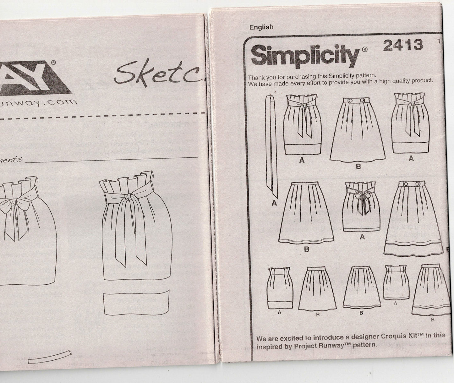 Simplicity 2413 PROJECT RUNWAY Womens High Waisted or Flared Skirts Out Of Print Sewing Pattern Size 12 - 20 UNCUT Factory Folded