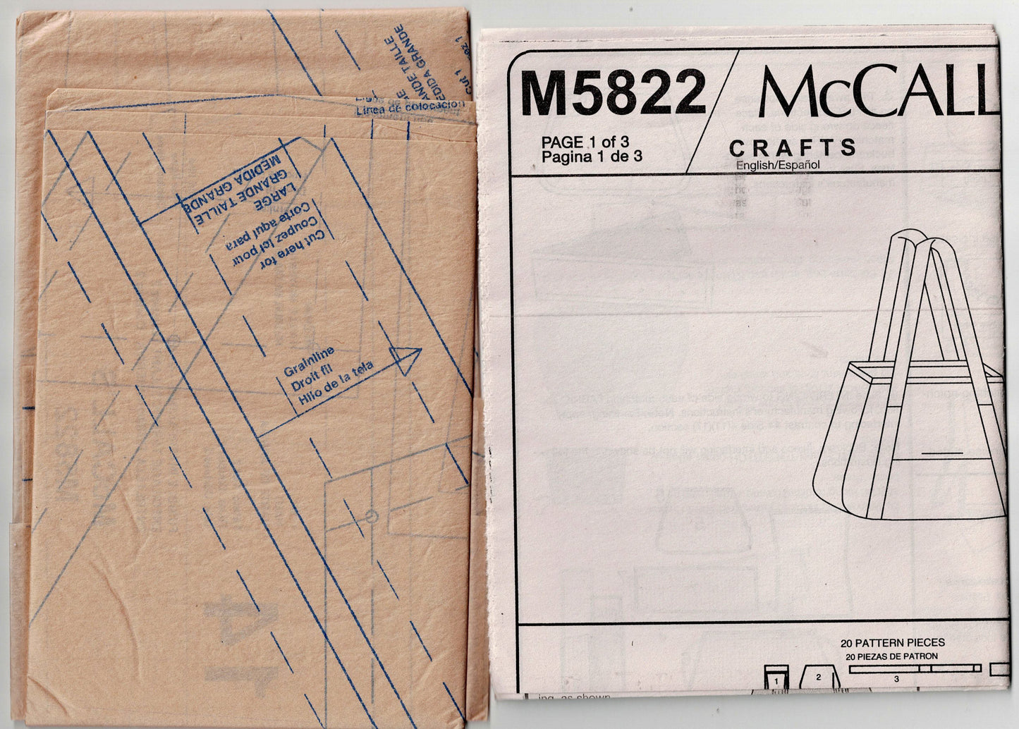McCall's 5822 Tote Bags in 3 Sizes Out Of Print Sewing Pattern UNCUT Factory Folded