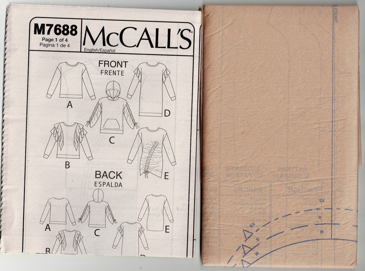 McCall's 7688 Womens EASY Stretch Pullover Tops Sewing Pattern Size XS - MED UNCUT Factory Folded