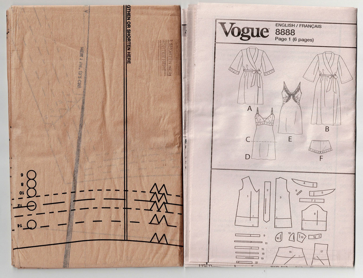 Vogue 8888 Womens Luxury Lingerie Sleepwear Sewing Pattern Size 6 - 14 or 14 - 20 UNCUT Factory Folded