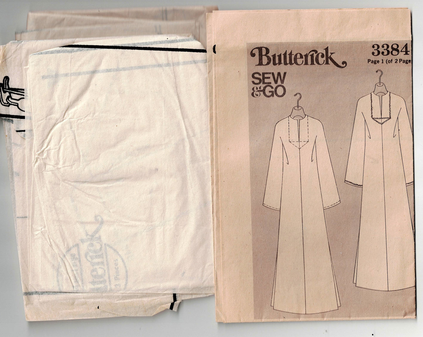 Butterick 3384 Womens EASY Pullover Caftan 1970s Vintage Sewing Pattern Size LARGE