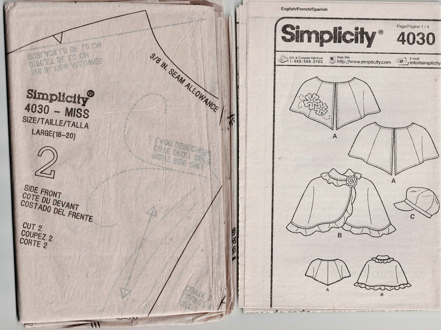Simplicity 4030 Womens EASY Capelets & Hat Out Of Print Sewing Pattern UNCUT Factory Folded