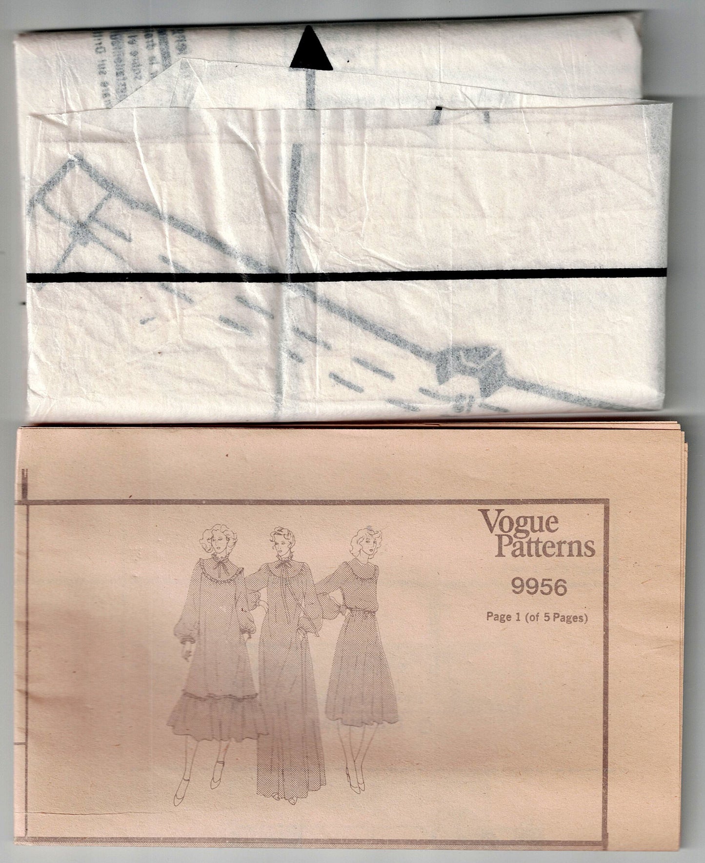 Vogue 9956 Womens Loose Fitting Round Yoked Dress 1970s Vintage Sewing Pattern Size 12 Bust 34 inches