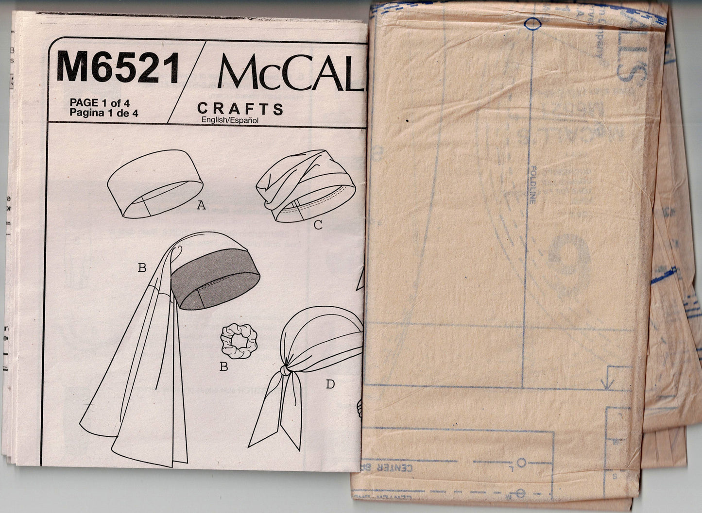 McCall's 6521 Womens EASY Stretch Headband Wrap & Hats Out Of Print Sewing Pattern Size XS - L UNCUT Factory Folded