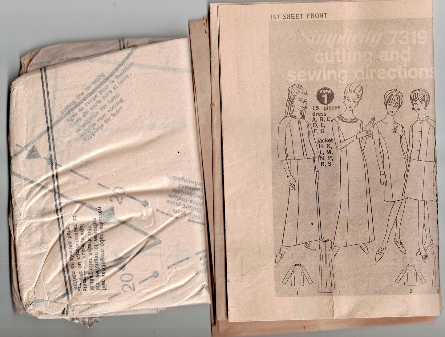 Simplicity 7319 Womens Princess Evening Dress & Jacket 1960s Vintage Sewing Pattern Bust 42 inches