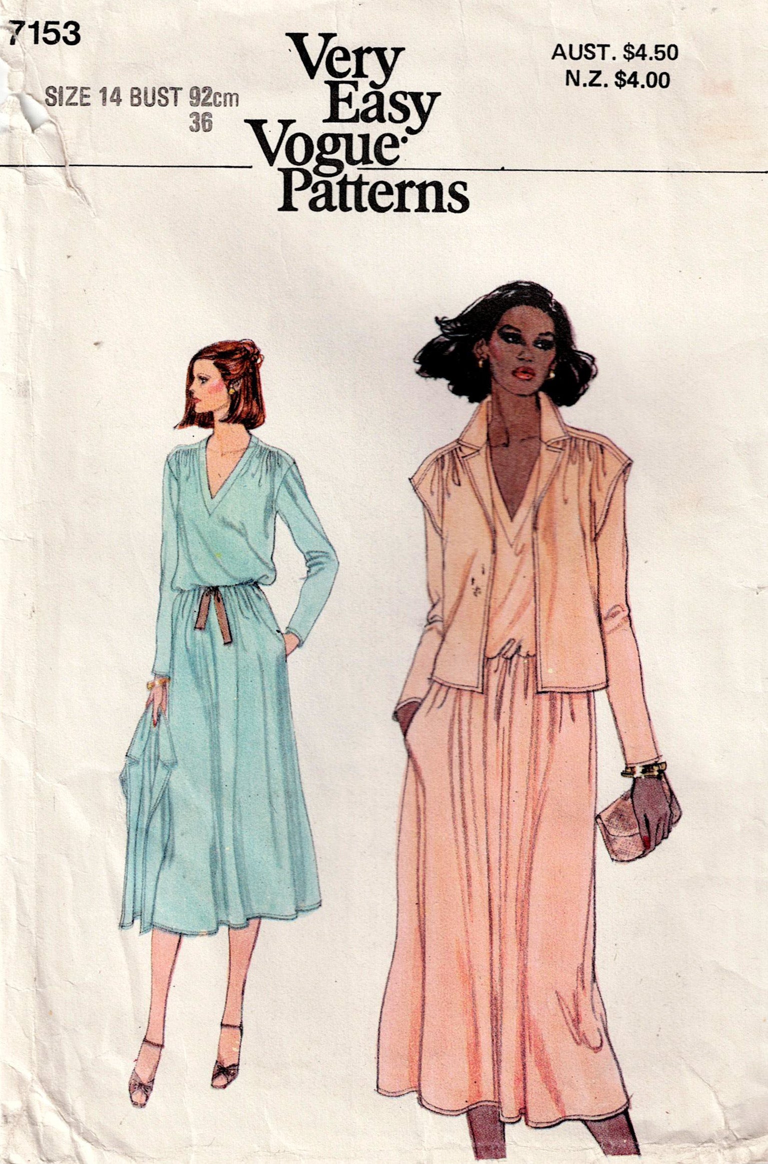 Vogue 7153 Womens Pullover Evening Dress & Jacket 1970s Vintage Paper All The Precious Things Vogue 7153 Womens Pullover Evening Dress & Jacket 1970s Vintage Paper All The Precious Things