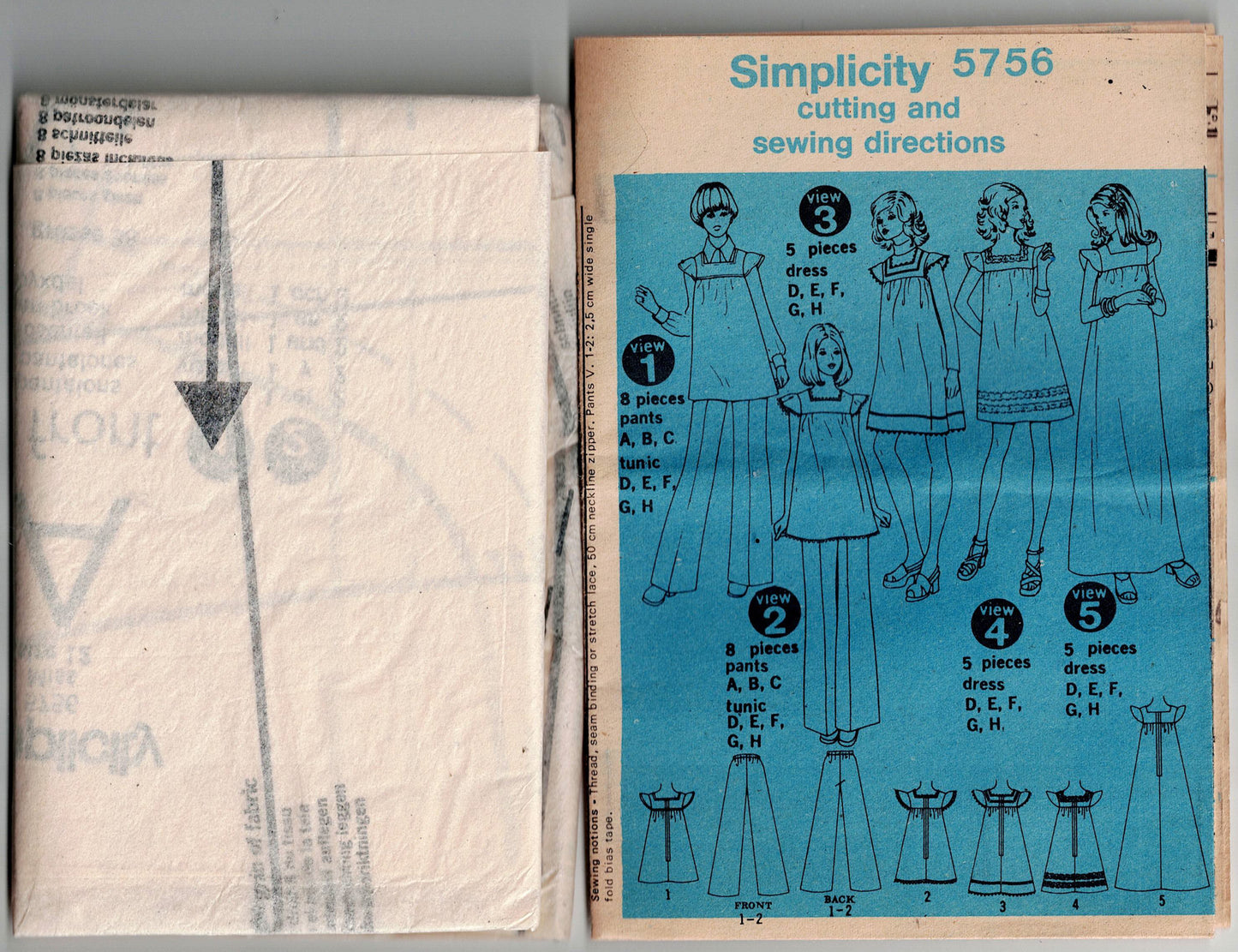 Simplicity 5756 Womens Retro Maternity Dress Tunic & Pants 1970s Vintage Sewing Pattern Size 10 or 12