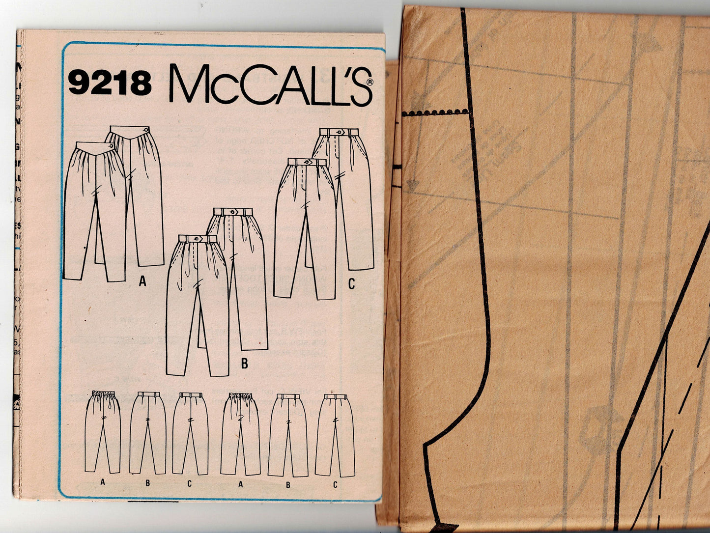 McCall's 9218 Womens Retro Pleat Front Pants 1980s Vintage Sewing Pattern Size 14 UNCUT Factory Folded