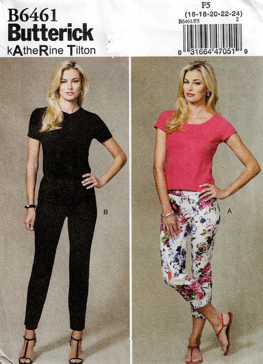 Patrón de costura de pantalón ajustado Butterick 6461 Katherine Tilton para mujer, agotado, talla 8-24, sin cortar, doblado de fábrica