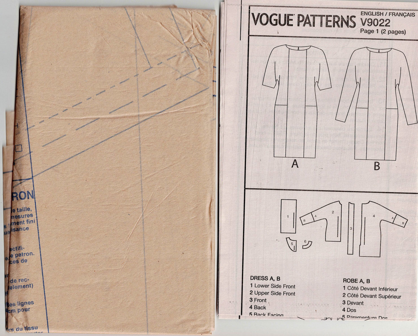 Very Easy Vogue 9022 Womens Pullover Dress with Pockets Out Of Print Sewing Pattern Sizes 16 - 26 UNCUT Factory Folded