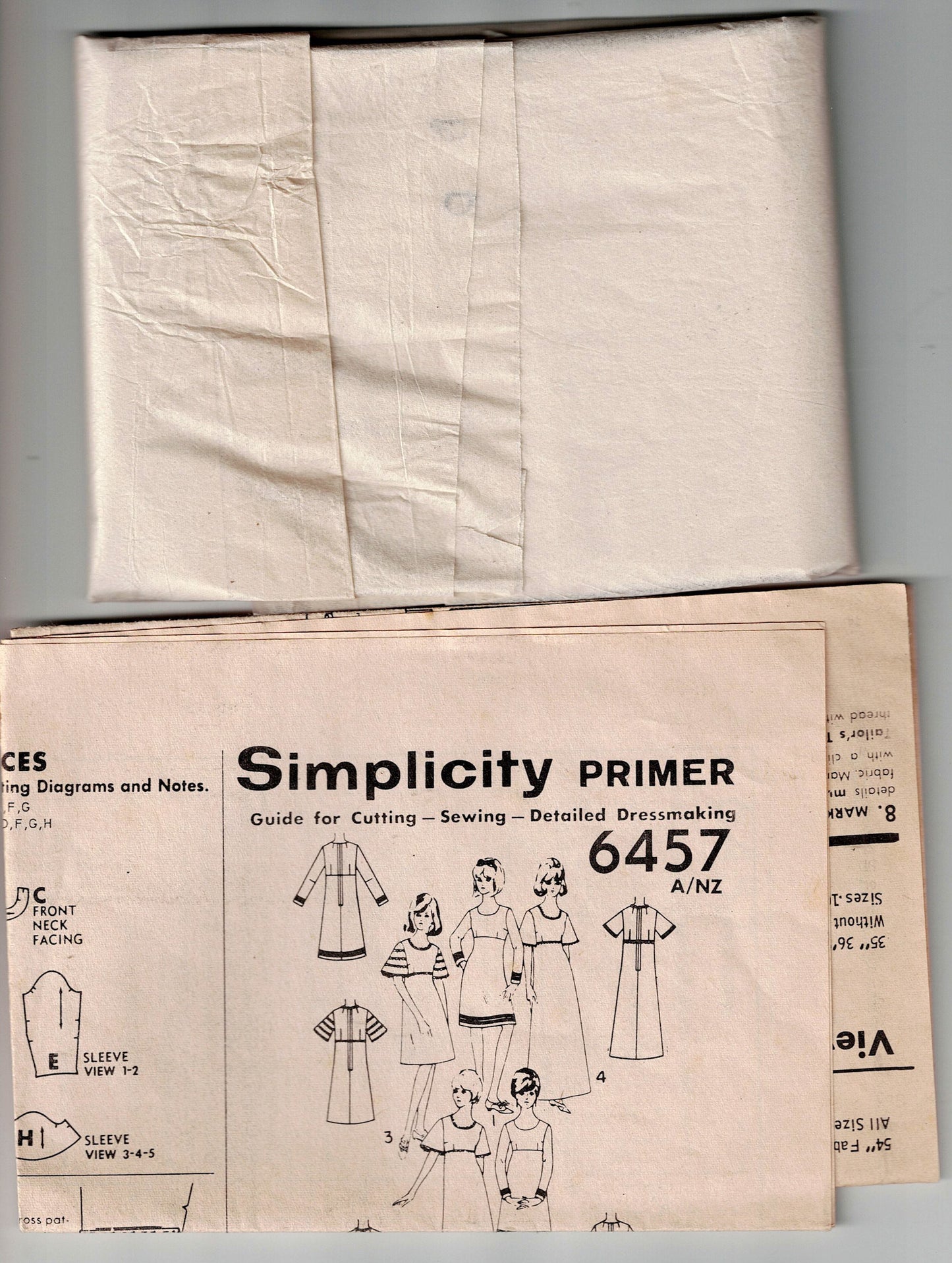 Simplicity 6457 Teens Empire Waisted A Line Dress 1960s Vintage Sewing Pattern Size 16T Bust 36 inches