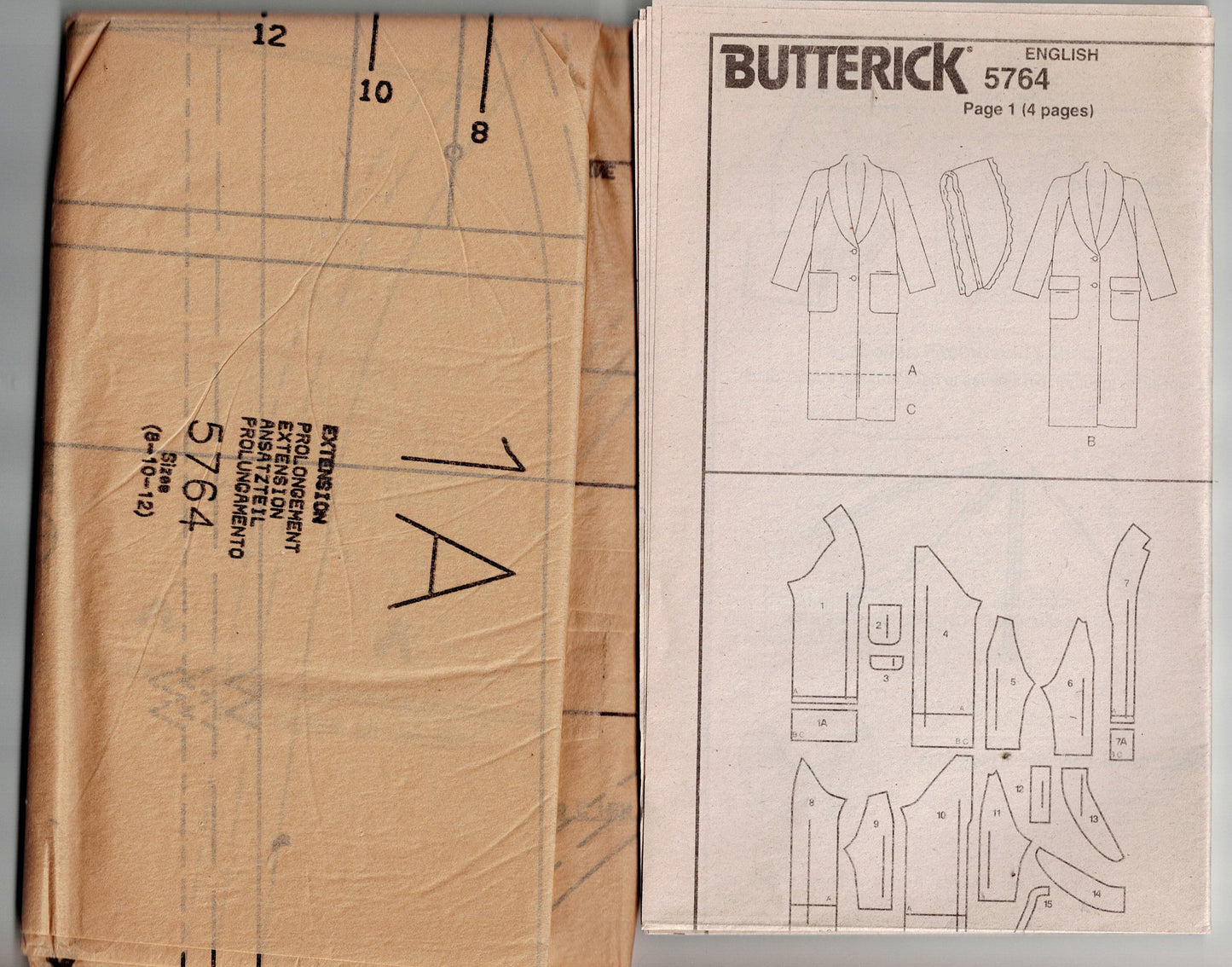 Butterick 9825 Womens Lined Overcoat with Optional Detachable Collar Out Of Print Sewing Pattern Size 8 - 12 UNCUT Factory Folded
