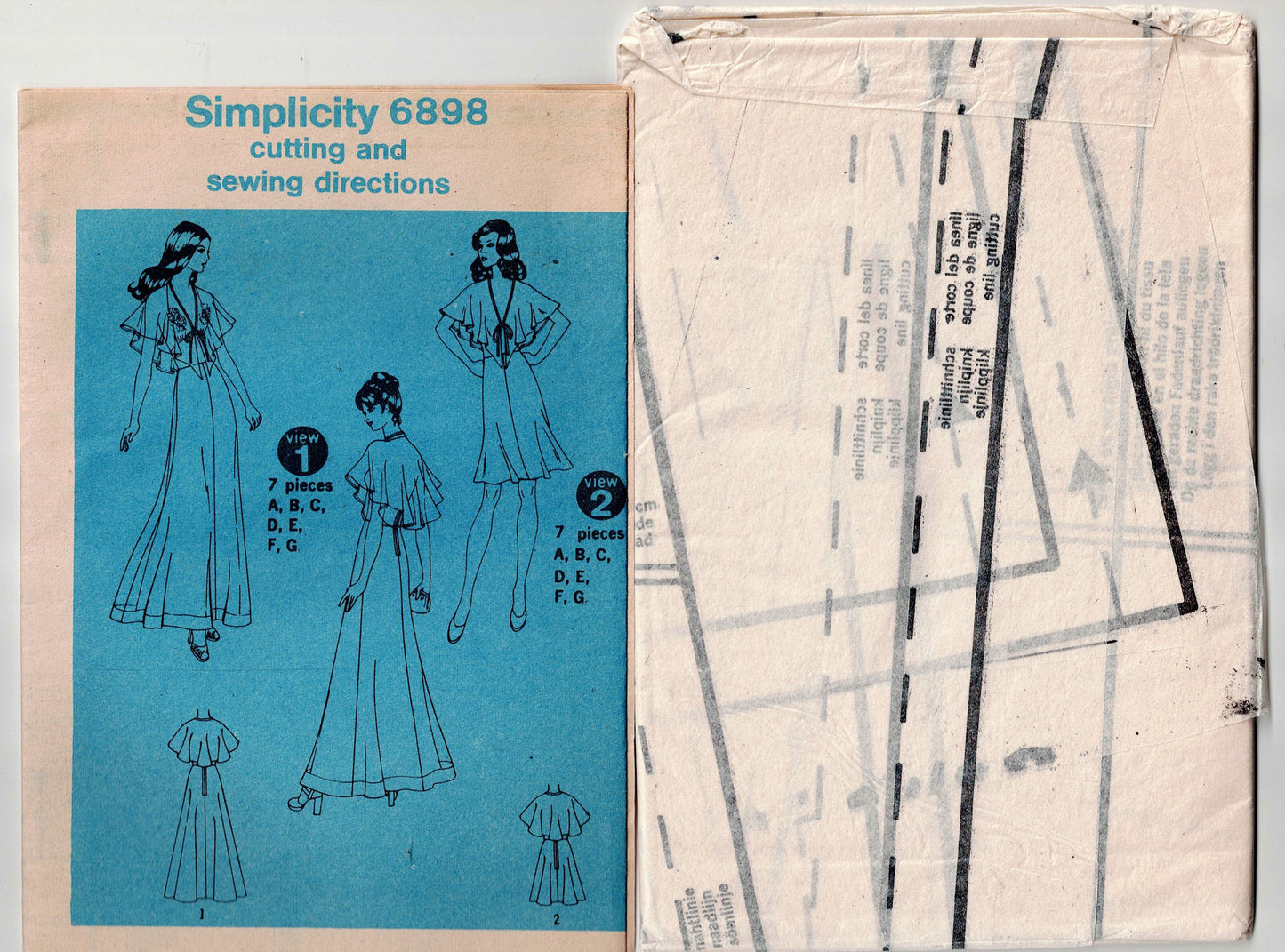 Simplicity 6898 Womens Boho Evening Halter Dress with Sheer Capelet Collar 1970s Vintage Sewing Pattern Size 12 Bust 34 Inches UNCUT Factory Folded