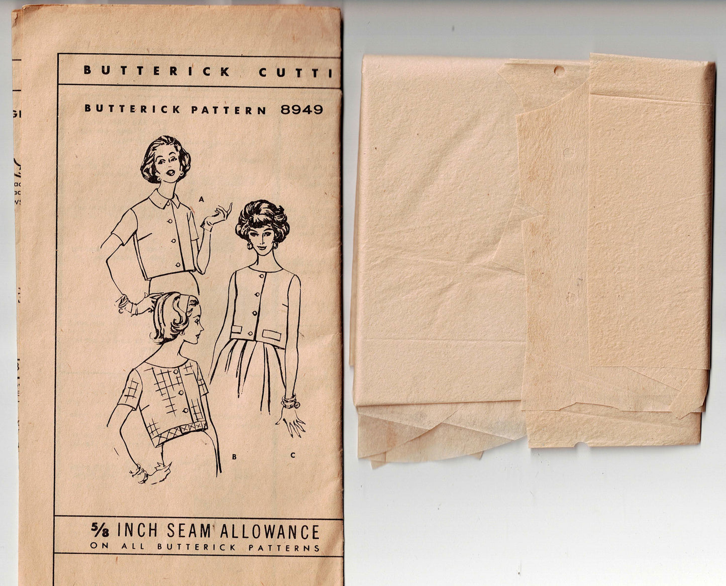 Butterick 8949 EASY Womens Crop Tops 1950s Vintage Sewing Pattern Size 12 Bust 32 inches
