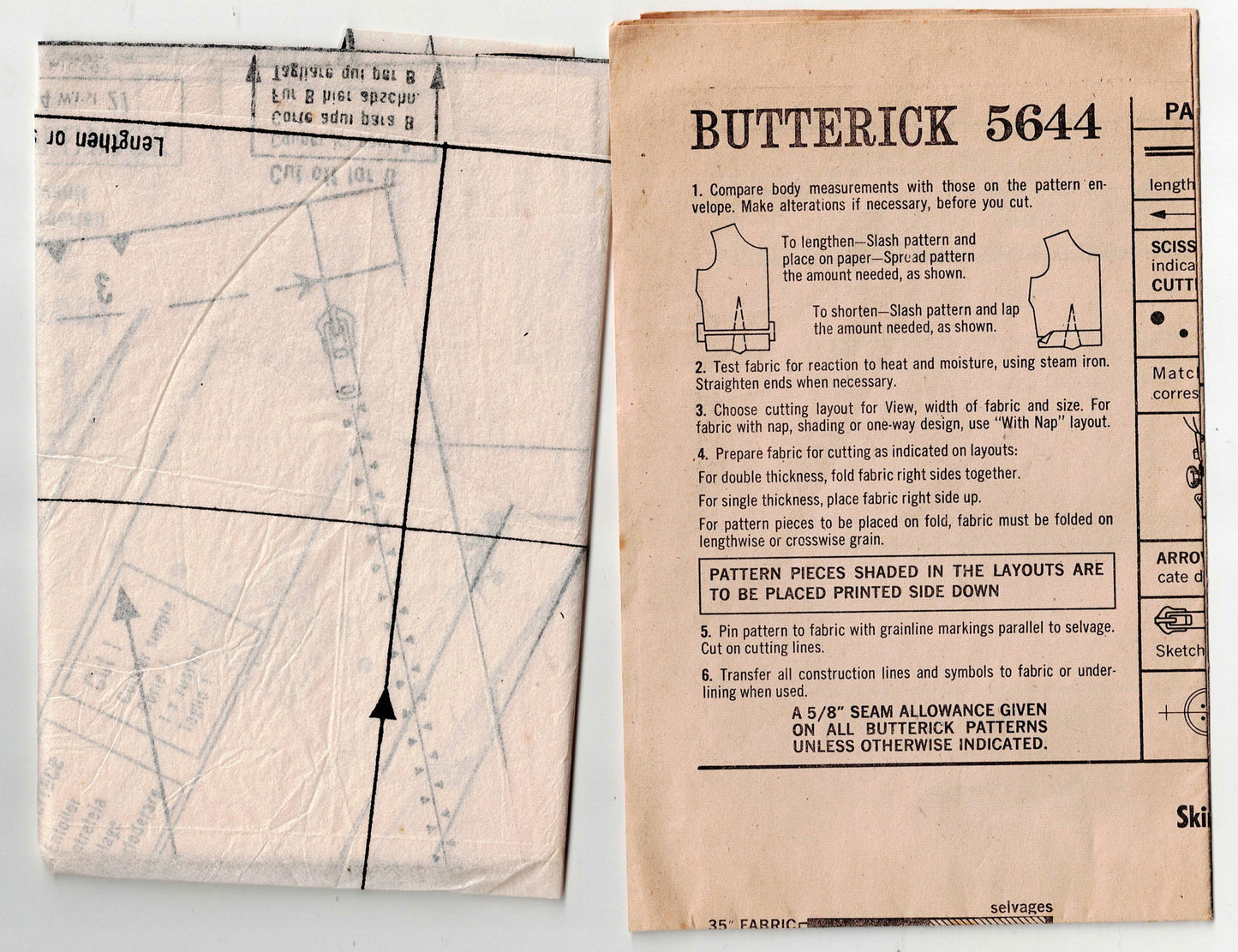 Butterick 5644 Womens A Line Skirt in 2 Lengths 1960s Vintage Sewing Pattern Waist 27 inches