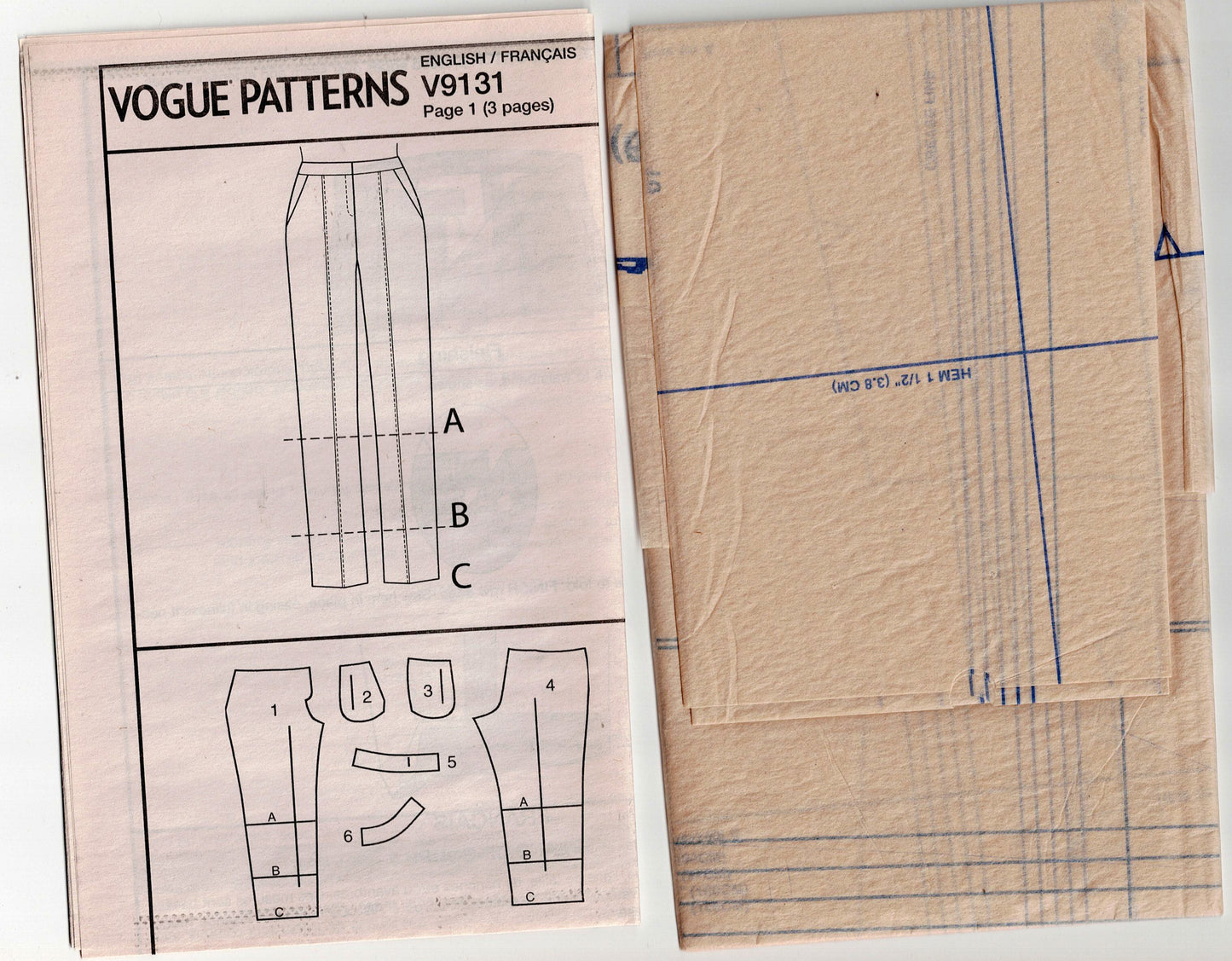 Very Easy Vogue 9131 Womens Hipster Pants Out Of Print Sewing Pattern Size 6 - 14 UNCUT Factory Folded