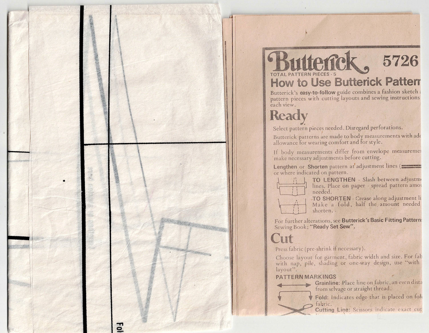 Butterick 5726 Womens EASY Wrap Skirt 1970s Vintage Sewing Pattern Size LARGE
