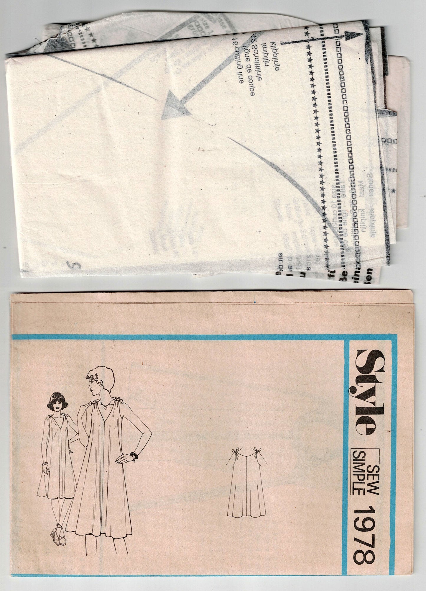 Style 1978 Womens Tied Shoulder Bias Cut Tent Dress 1970s Vintage Sewing Pattern Size 10 - 16