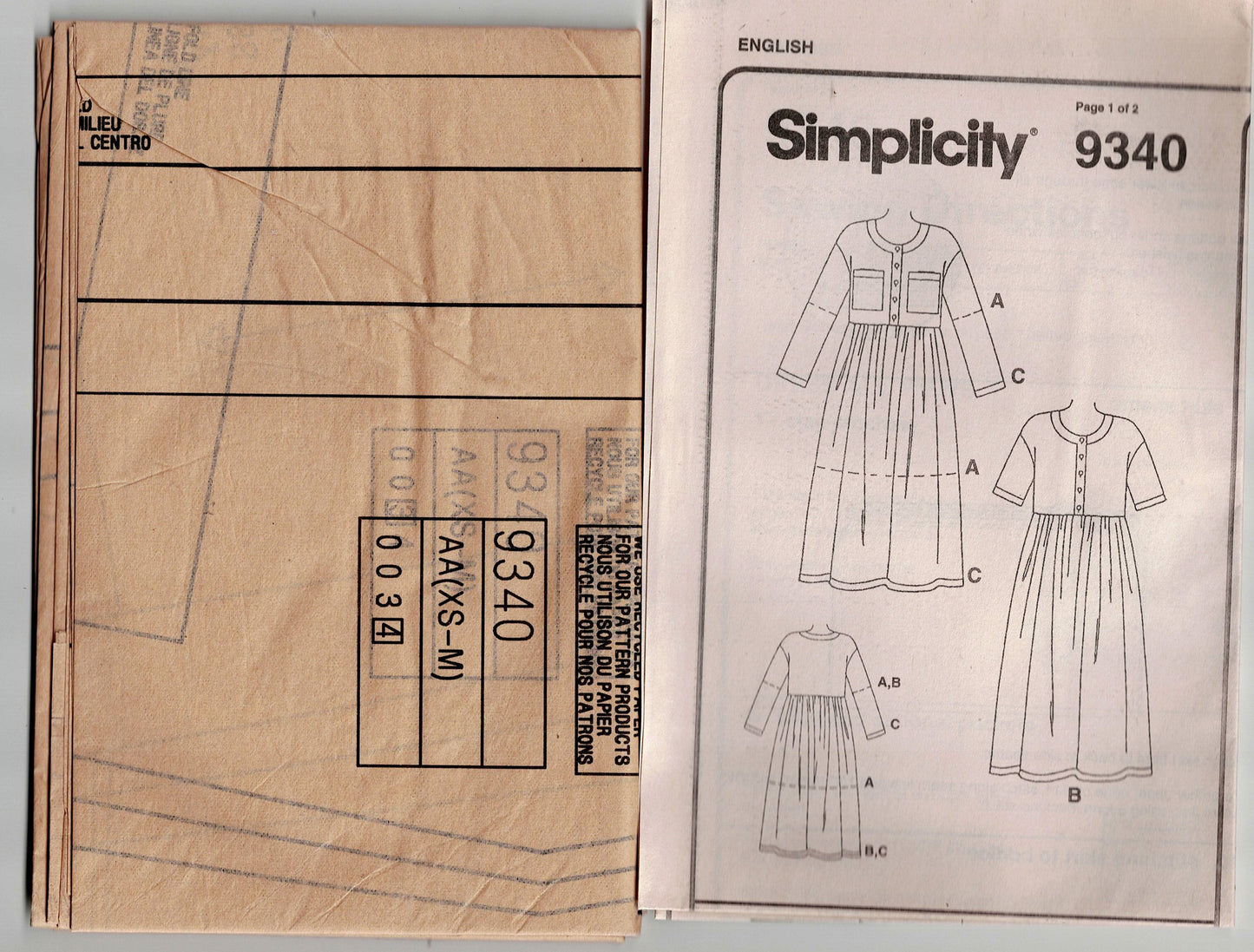 Simplicity 9340 EASY Womens High Waisted Dress 1990s Vintage Sewing Pattern Sizes XS - M UNCUT Factory Folded