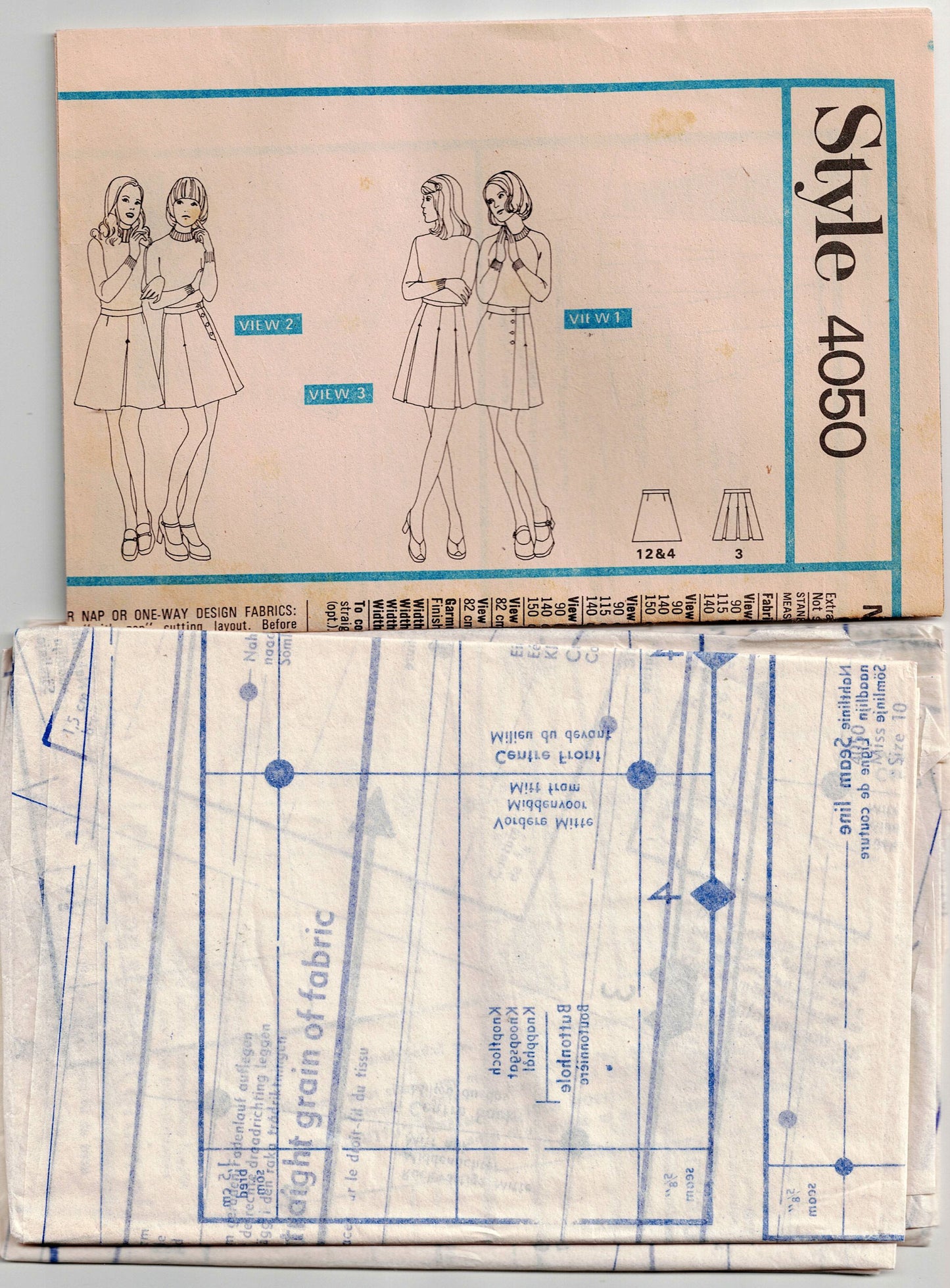 Style 4050 Womens A Line Skirts 1970s Vintage Sewing Pattern Size 10