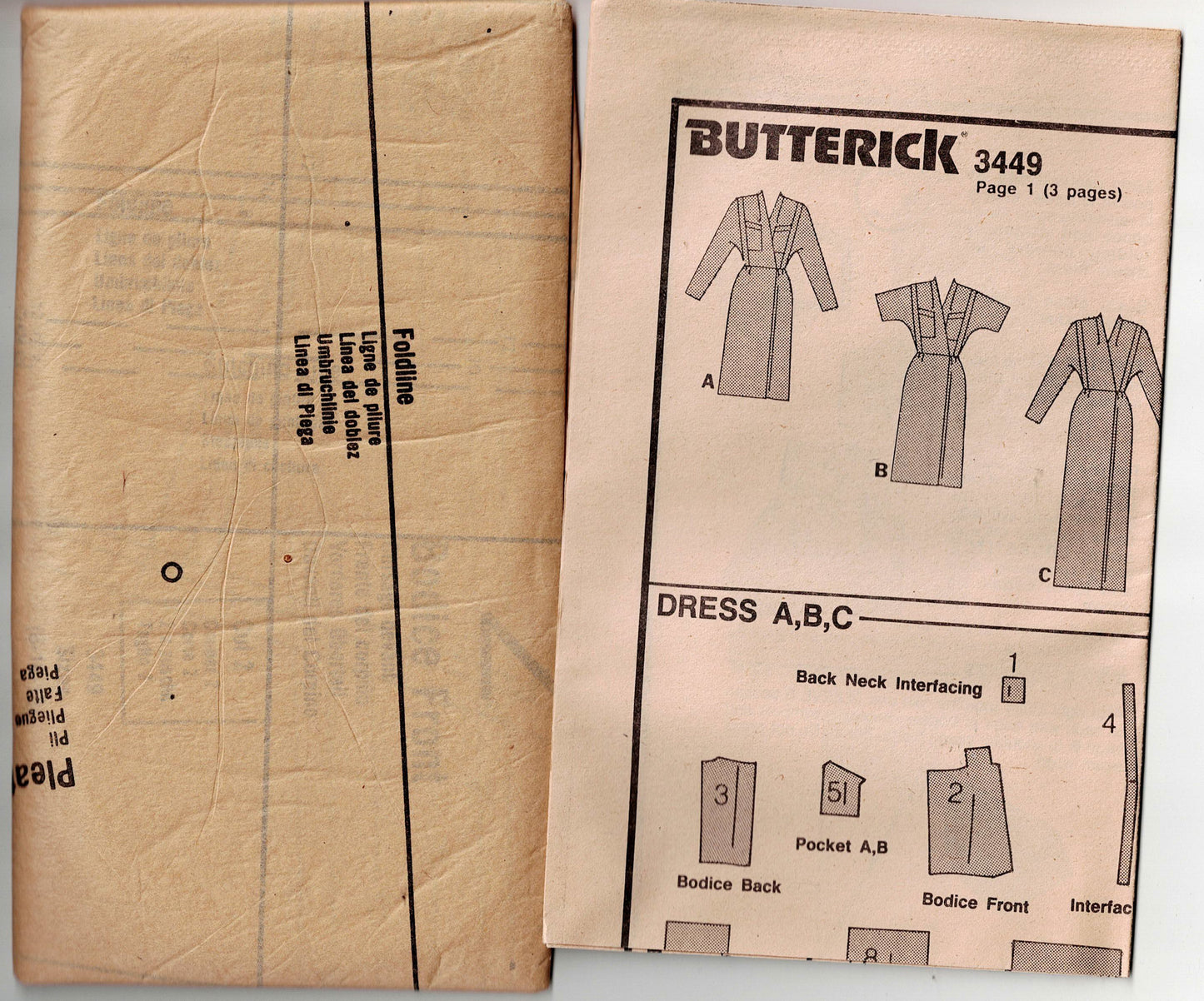 Butterick 3449 DAVID WARREN Womens Wrap Dress in Day or Evening Length 1980s Vintage Sewing Pattern Size 8 - 12 UNCUT Factory Folded