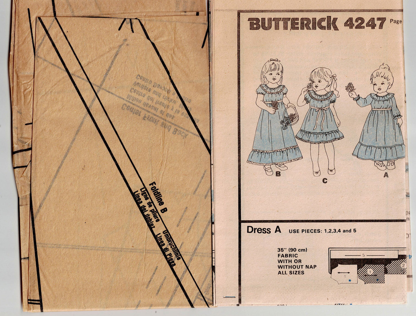 Butterick 4247 Toddler Girls High Waisted Ruffled Prairie Dress 1980s Vintage Sewing Pattern Size 2 UNCUT Factory Folded