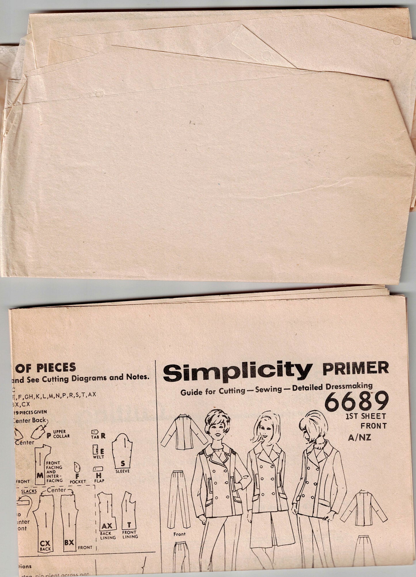 Simplicity 6689 Womens Jacket Skirt & Pants 1960s Vintage Sewing Pattern Size 14 Bust 34 inches