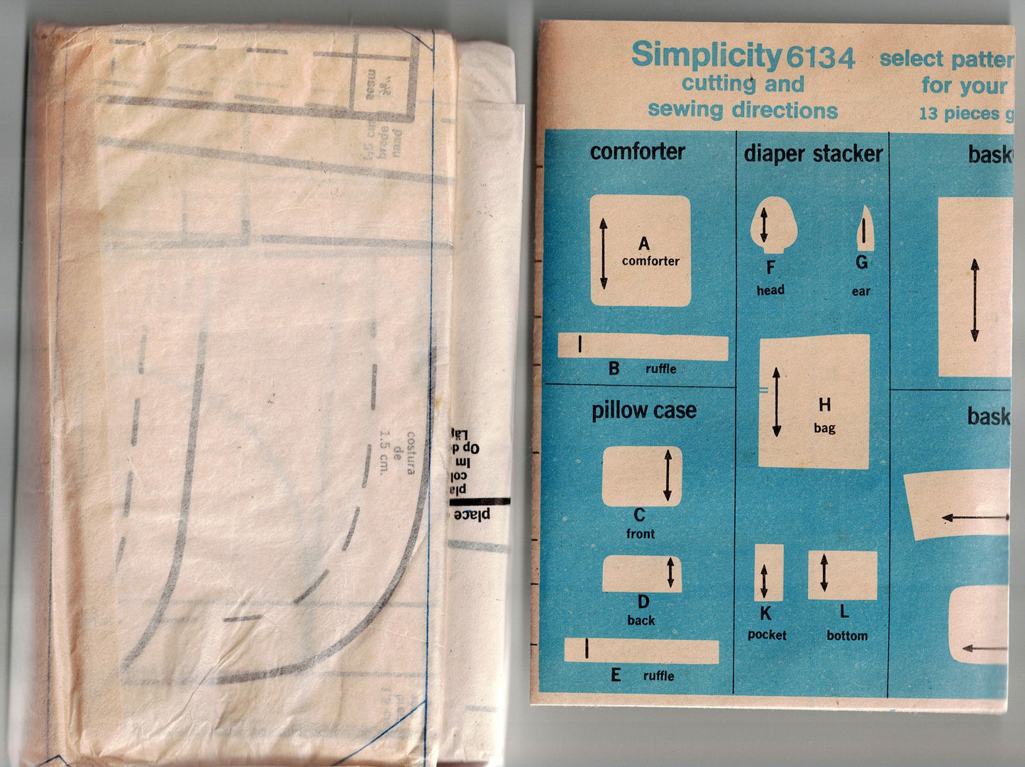 Simplicity 6134 Retro Baby Nursery Organisers with Rabbit Design 1970s Vintage Sewing Pattern UNCUT Factory Folded