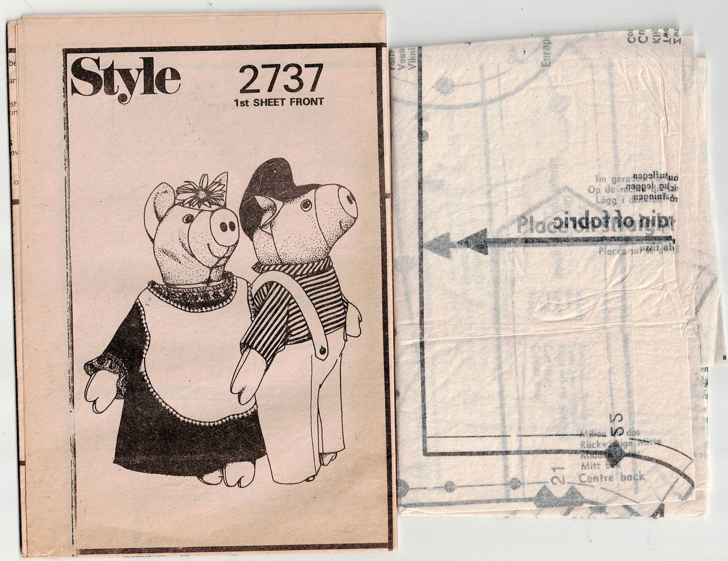 Style 2737 Stuffed Toy Pigs 1970s Vintage Sewing Pattern UNCUT Factory Folded