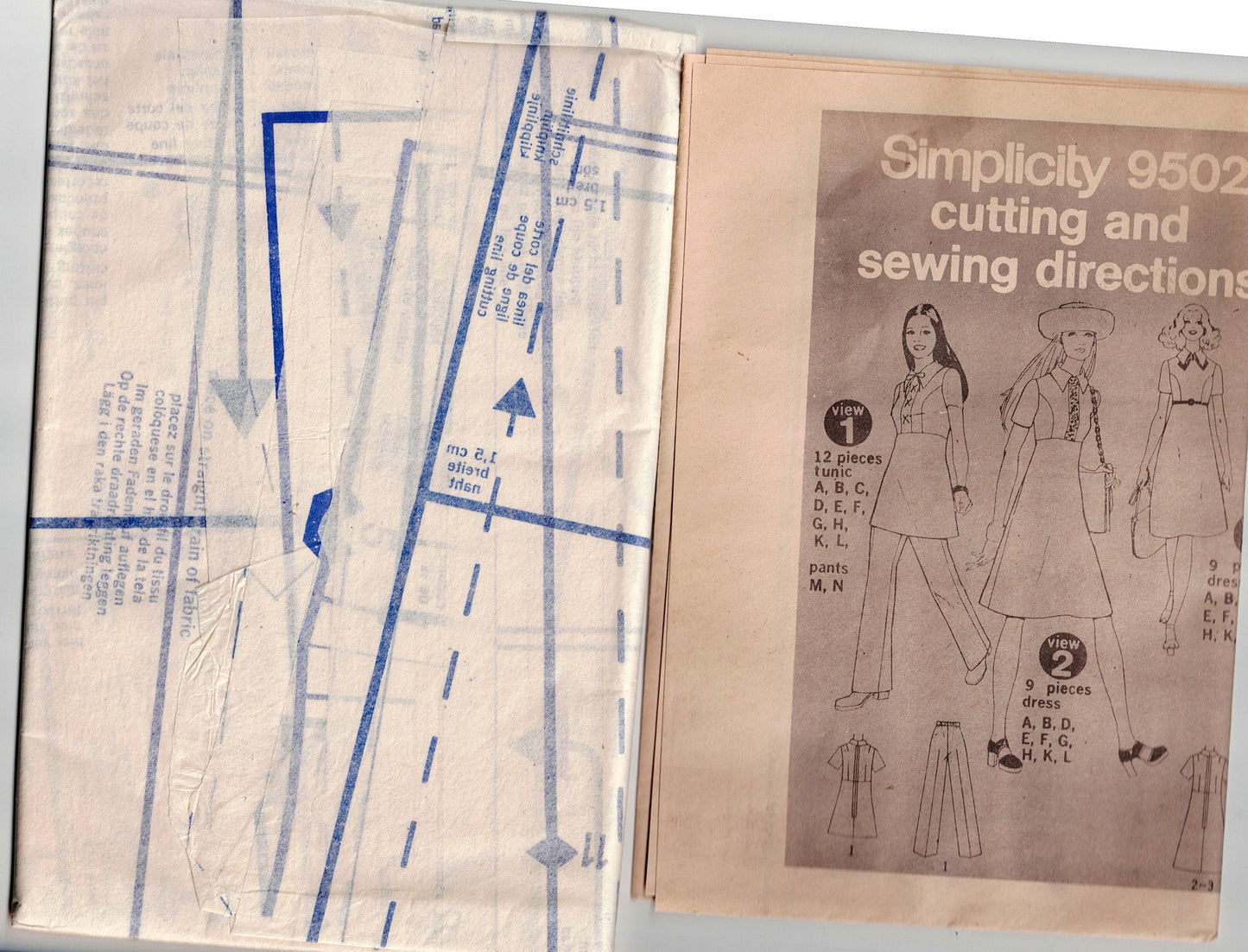 Simplicity 9502 Womens High Waisted Tunic Dress & Pants 1970s Vintage Sewing Pattern Size 10 Bust 32.5 Inches UNCUT Factory Folded