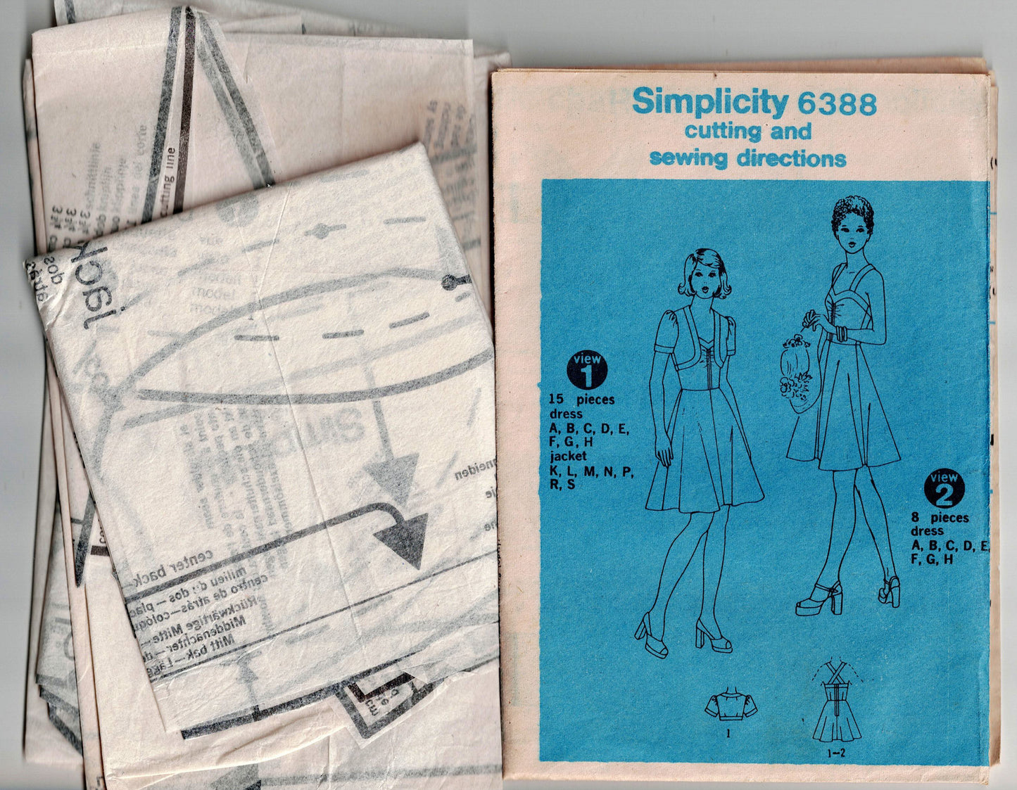Patrón de costura vintage de los años 70 con escote fruncido y chaqueta para mujer Simplicity 6388, talla 12 o 14