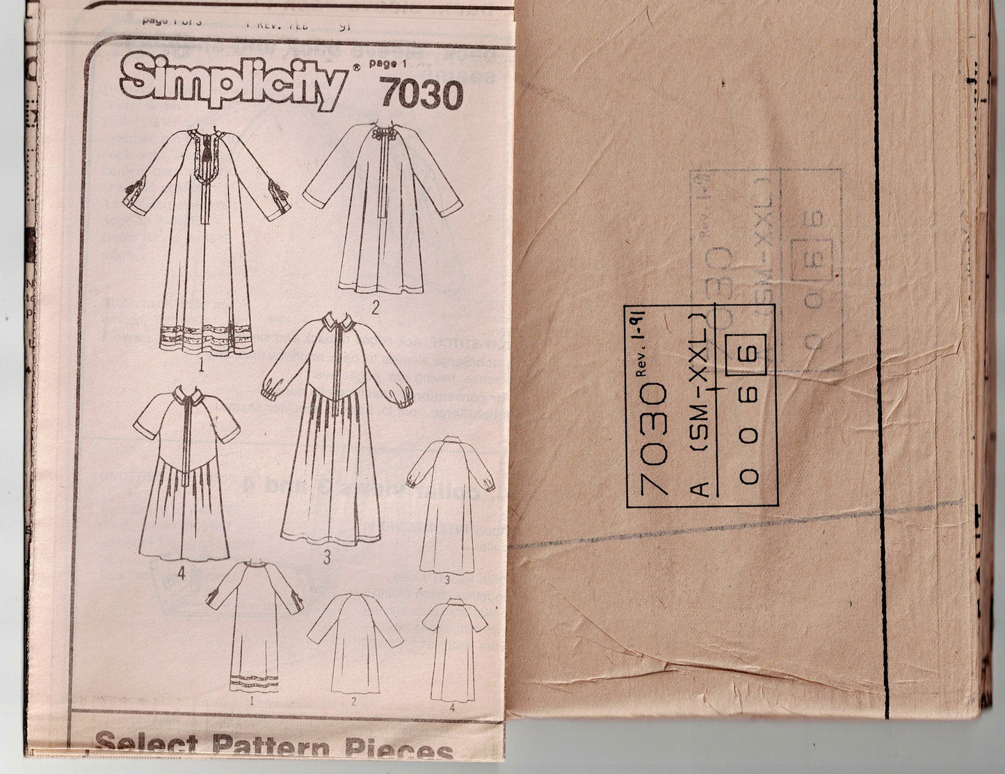 Simplicity 7030 EASY Womens Zip Front Caftans with Pockets 1990s Vintage Sewing Pattern Sizes S - XXL UNCUT Factory Folded