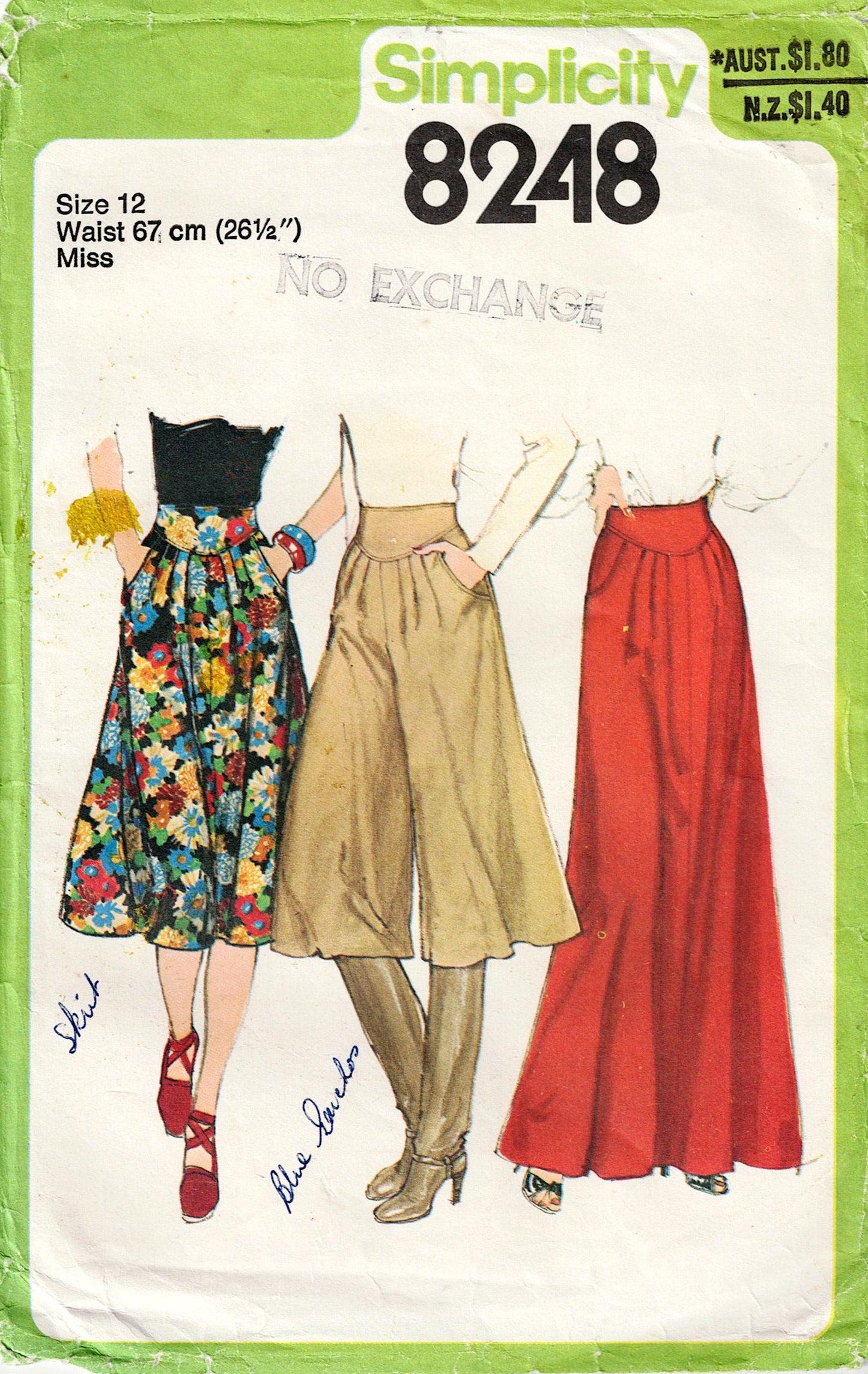 Simplicity 8248 sewing pattern packaging with illustrations of women wearing different outfits.