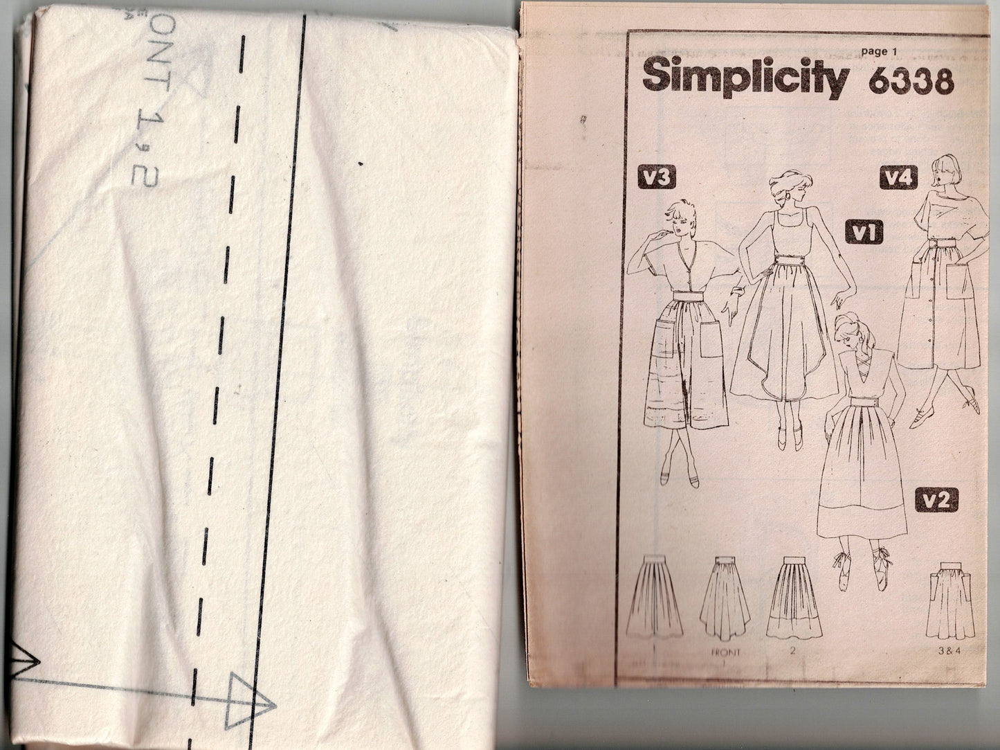 Simplicity 6338 Womens Full Gathered or Pleated Skirt 1980s Vintage Sewing Pattern Size 10 Waist 25 inches UNCUT Factory Folded