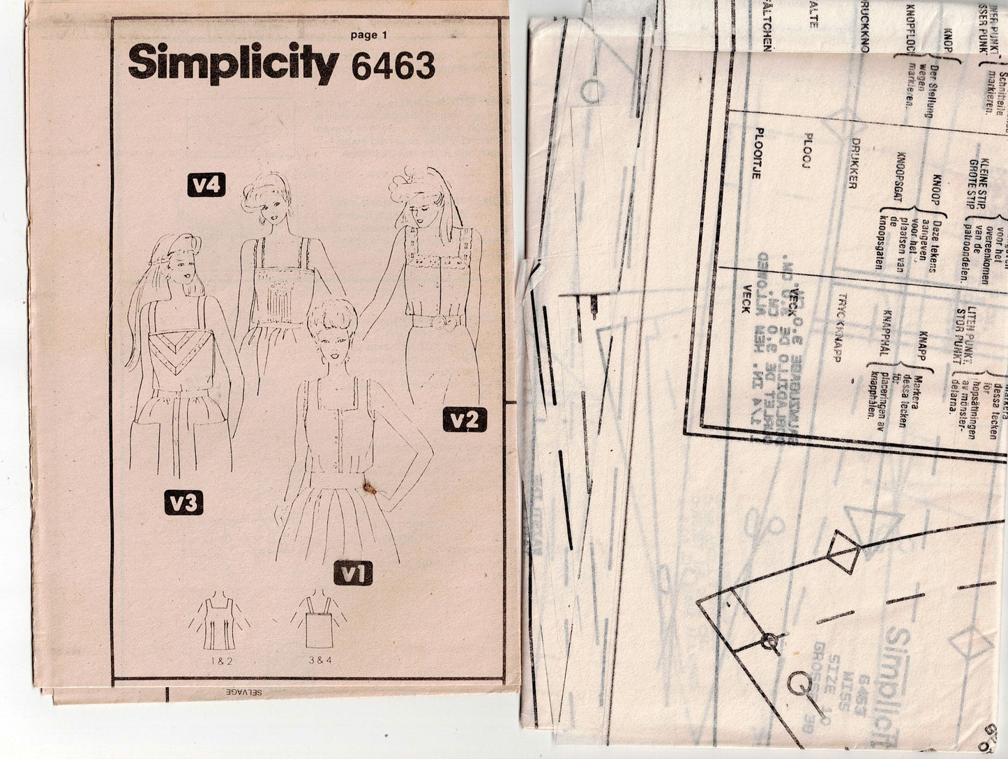 Simplicity 6463 Womens Set Of Camisole Tops 1980s Vintage Sewing Pattern Size 10 Bust 32.5 inches UNCUT Factory Folded